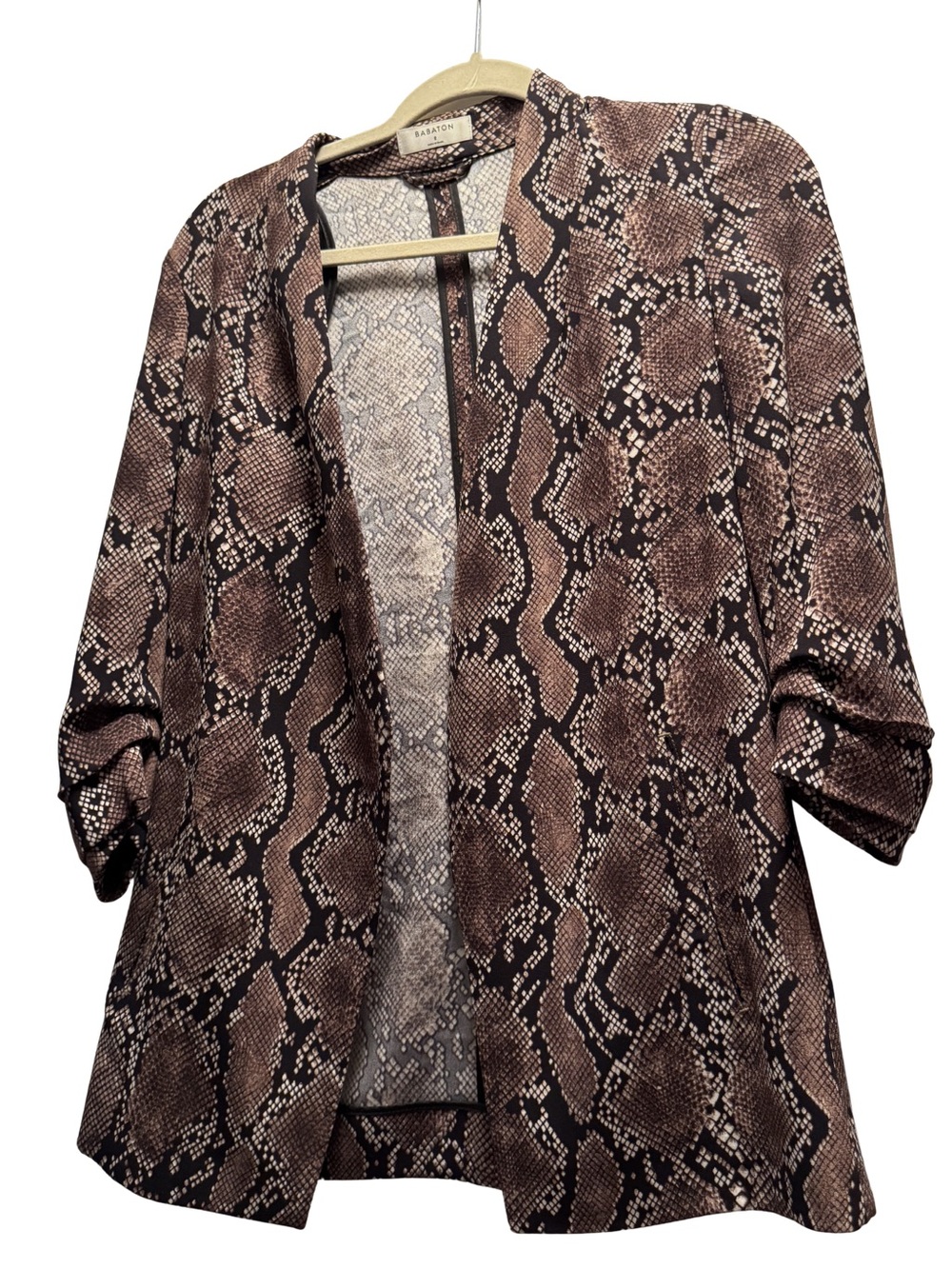 Babaton Power Hip Brown & Black Snake-Print Blazer